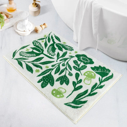 Green Leaf Anti-Slip Mat - Absorbent Kitchen & Bathroom Rug for Home Decor