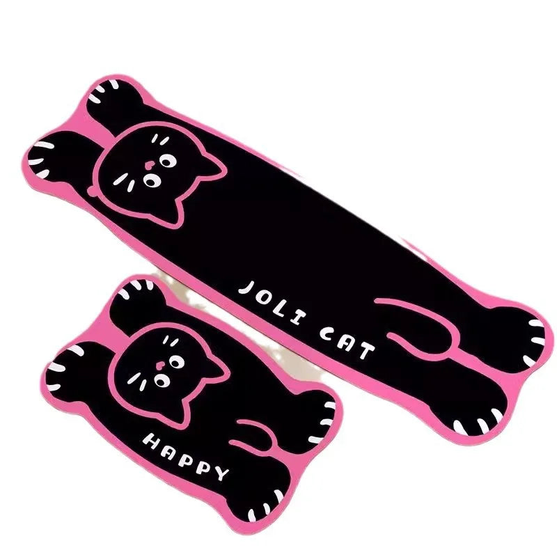 Cute Cat Diatomite Mat Set - Absorbent & Non-Slip Kitchen Floor Mats, Stain-Resistant