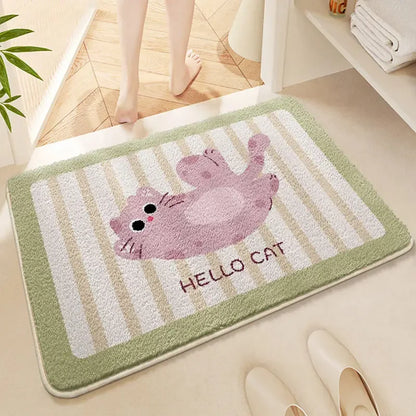 Plush Absorbent Mat - Non-Slip Faux Cashmere Rug for Bathroom & Bedroom Door
