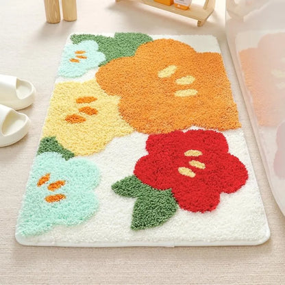 Floral Faux Cashmere Rug - Plush & Soft Carpet for Living Room and Bedroom