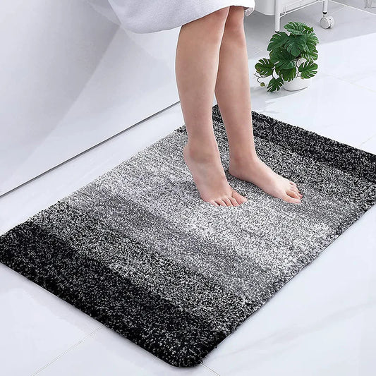 Gradient Stripe Bath Mat - Soft Faux Cashmere & Non-Slip Bathroom Rug