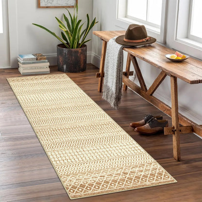 Christmas Red Geometric Rug - American Minimalist, Easy-Clean Entryway Carpet