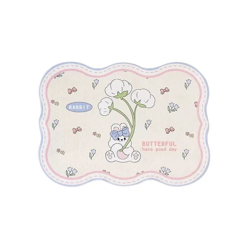Cute Girl & Heart Print Rug - Soft Faux Cashmere Carpet for Bedroom & Nursery