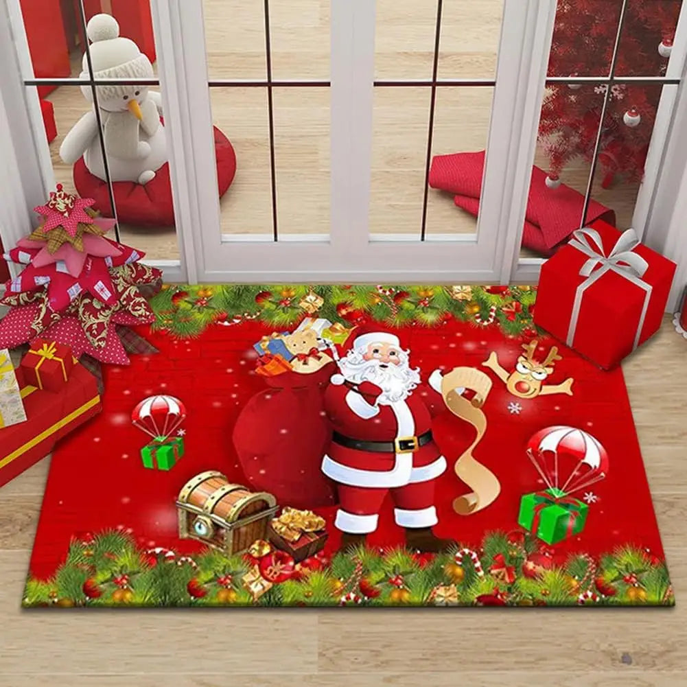 Christmas Eve Doormat - Santa Claus Welcome Mat with Non-Slip Backing, Festive Decor