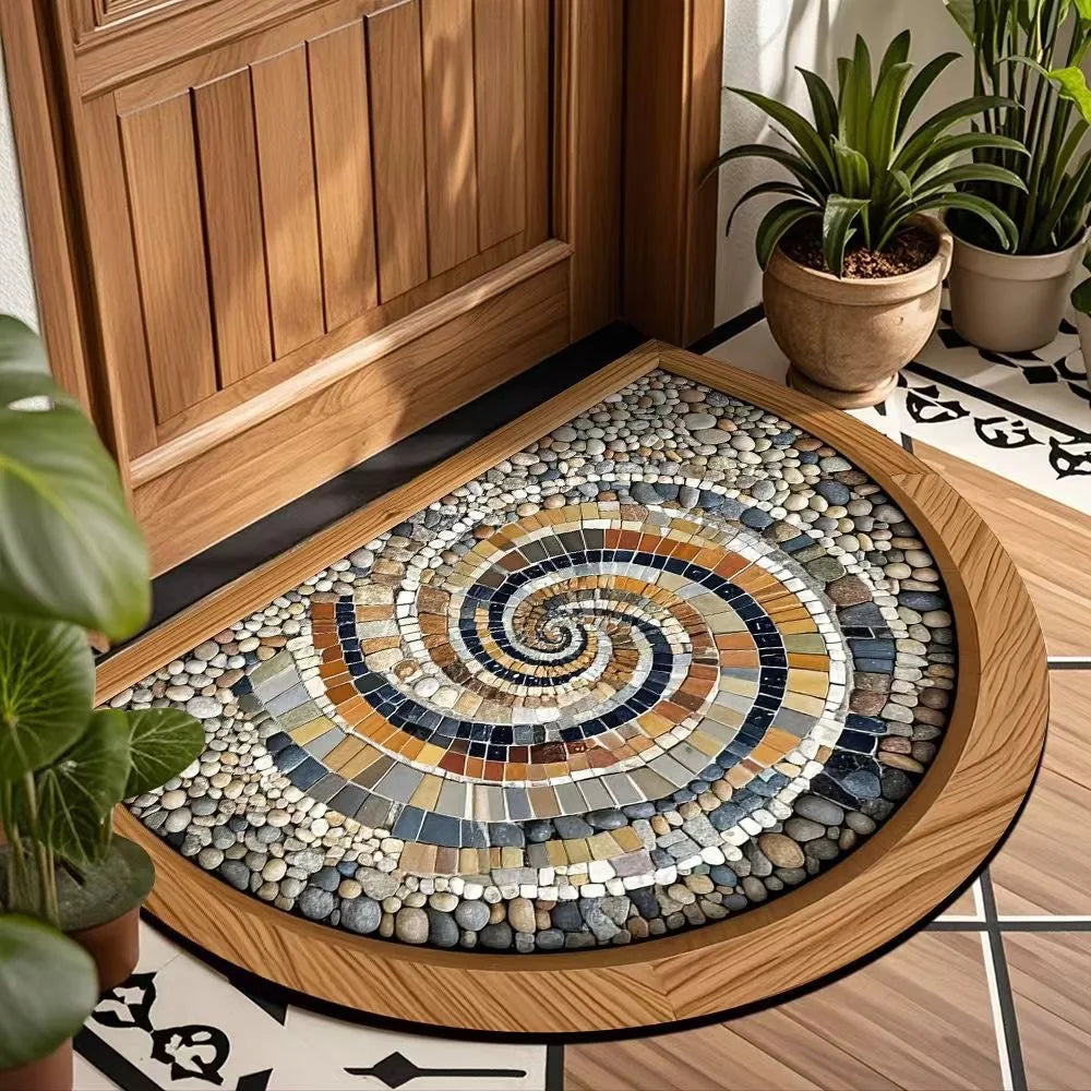 Semi-Circle Crystal Velvet Doormat - Plush, Non-Slip & Wear-Resistant Entrance Mat