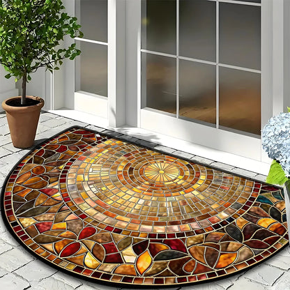 Semi-Crystal Velvet Doormat - Dirt-Resistant & Non-Slip Half-Moon Entrance Rug