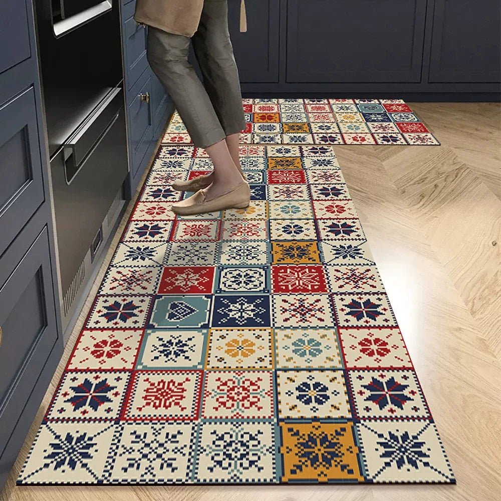 Modern Retro Floor Mat - Non-Slip & Durable Area Rug for Living Room and Kitchen