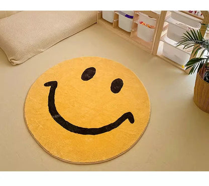 Smiling Face Round Rug - Soft & Comfortable Floor Mat for Living Room and Study