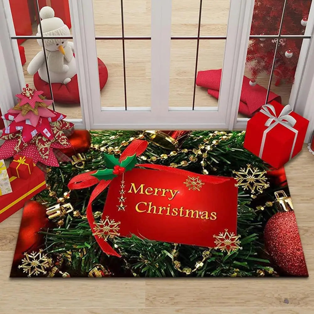 Christmas Eve Doormat - Santa Claus Welcome Mat with Non-Slip Backing, Festive Decor