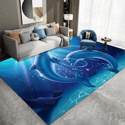 3D Ocean Animal Area Rug - Underwater World Colorful Carpet for Bedroom, Living Room, Kitchen