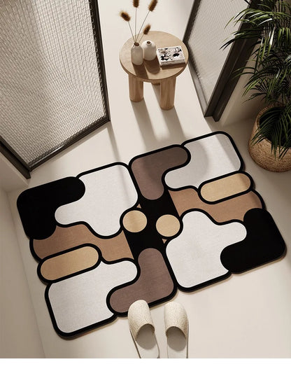 Puzzle Design Diatomite Bath Mat - Quick-Dry, Absorbent & Dirt Resistant