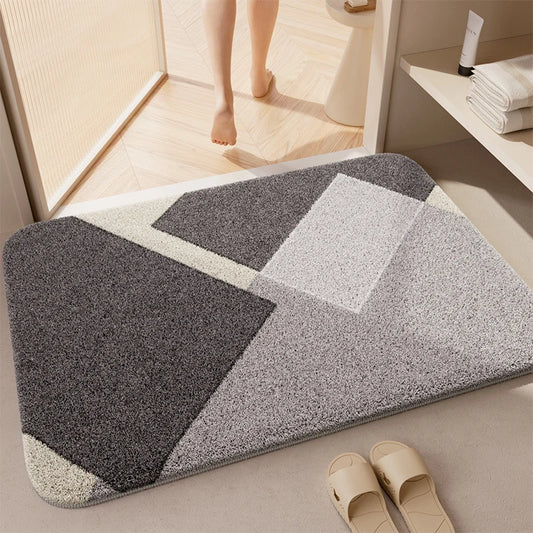 Japanese Faux Cashmere Bath Mat, Quick Drying Absorbent Toilet Rug, Non-Slip Bathroom Floor Mat, Luxury Restroom Door Foot Mat