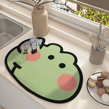 Cartoon Diatomite Bath Mat - Quick-Dry, Absorbent & Non-Slip Kids Bathroom Rug
