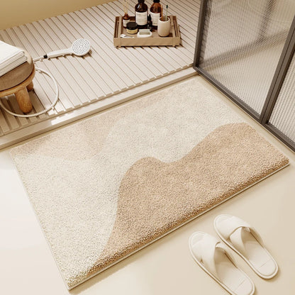 Japanese Faux Cashmere Bath Mat, Quick Drying Absorbent Toilet Rug, Non-Slip Bathroom Floor Mat, Luxury Restroom Door Foot Mat