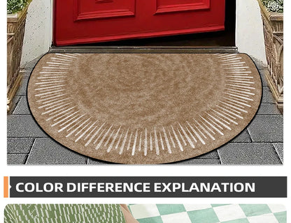 Floral Semi-Circular Doormat - Decorative & Durable Outdoor/Indoor Entrance Rug