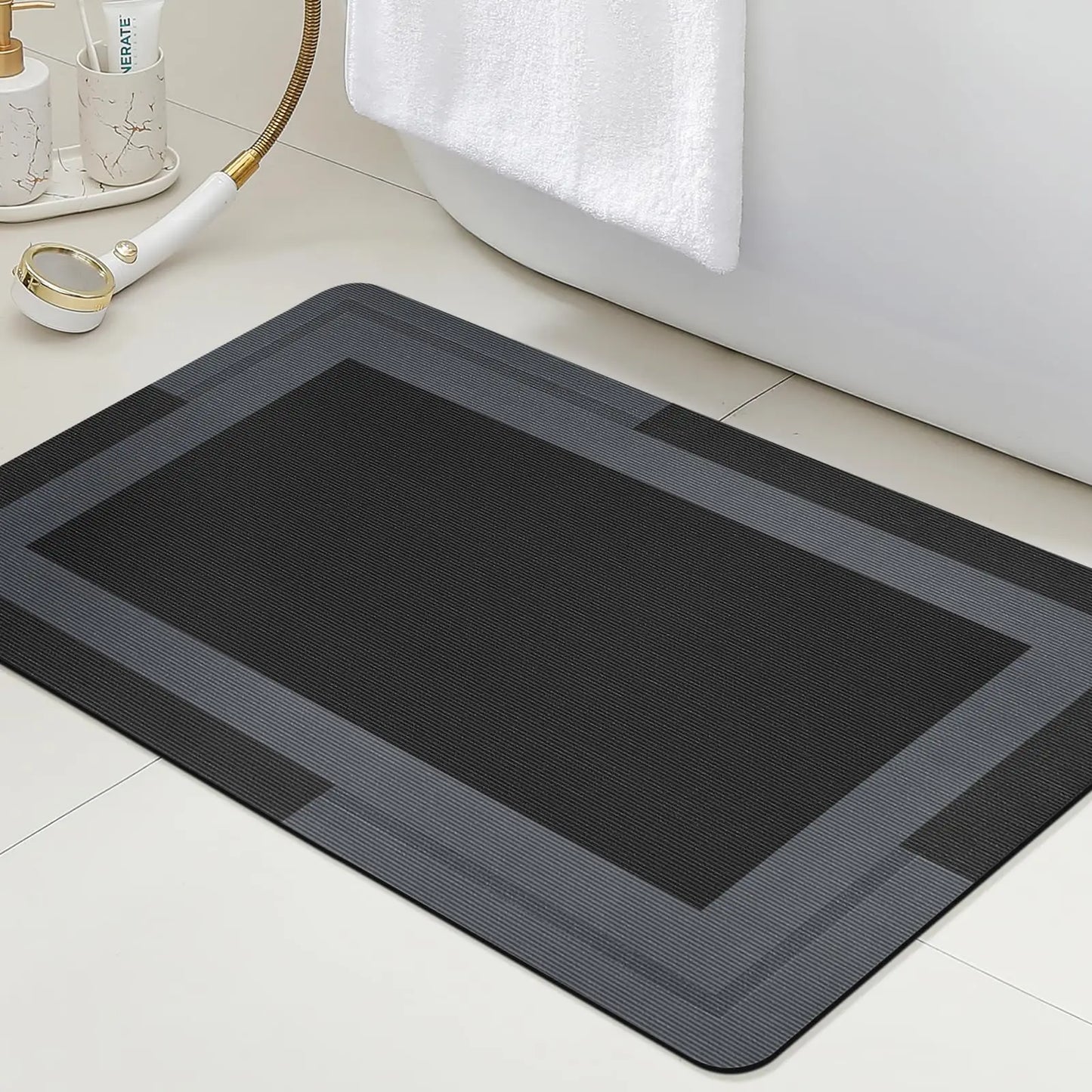 Machine Washable Bath Mat - Ultra Absorbent & Non-Slip with Rubber Backing