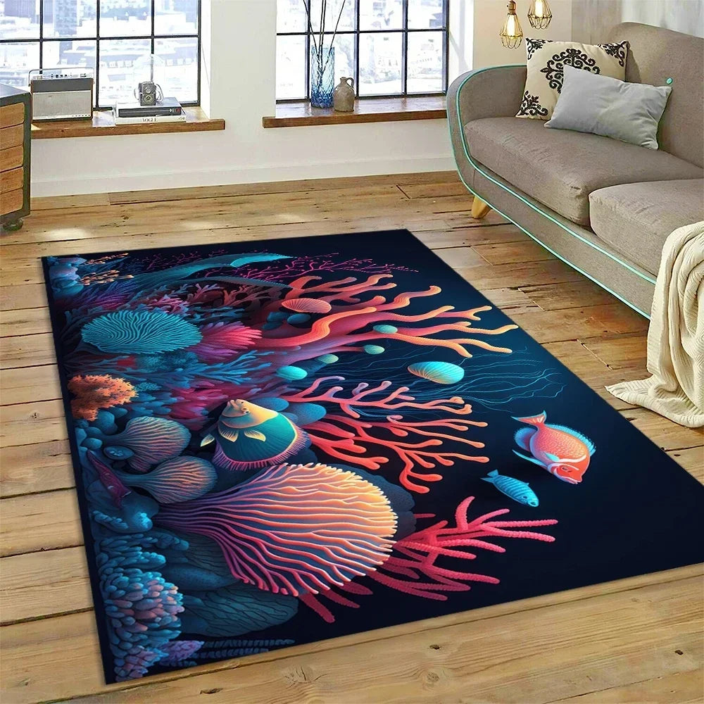 3D Dolphin Area Rug for Kids Room | Underwater World Theme | Non-Slip Playmat