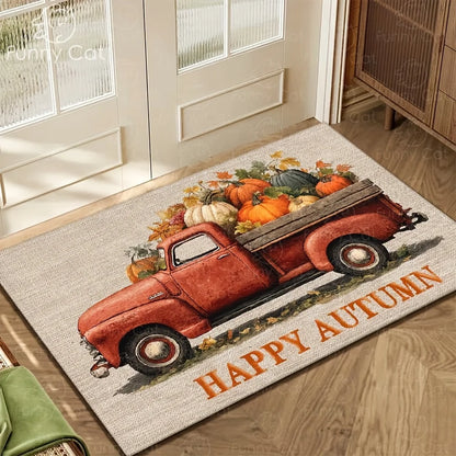 American Retro Maple Leaf Doormat - Soft Flannel Entrance Rug, Durable & Easy Clean