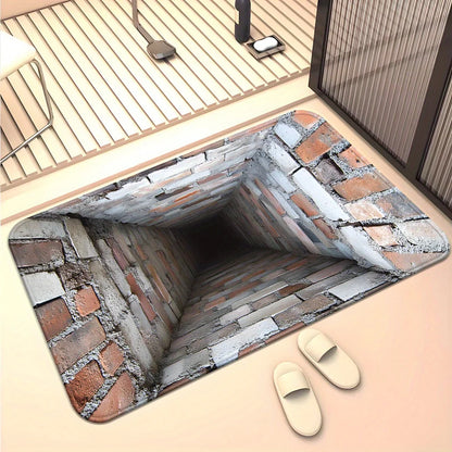 3D Brick Doormat - Non-Slip & Washable Absorbent Rug for Entryway & Bathroom