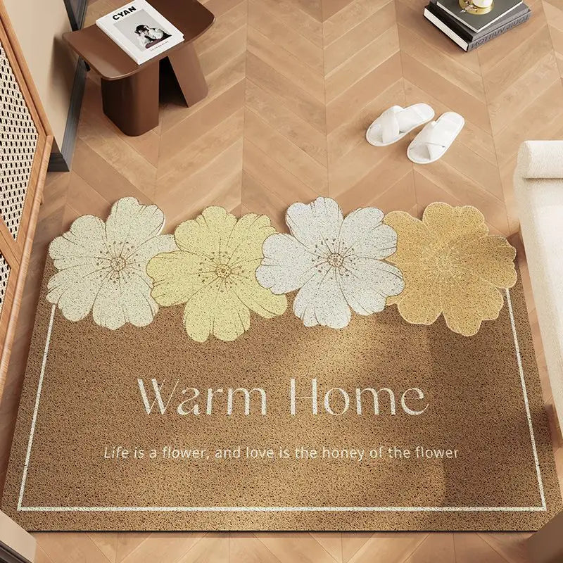 Floral Scraper Doormat - Dirt Trapping & Anti-Slip Entrance Mat for Heavy-Duty Use