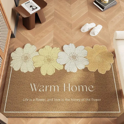 Floral Scraper Doormat - Dirt Trapping & Anti-Slip Entrance Mat for Heavy-Duty Use