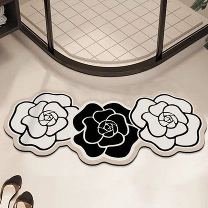 Floral Bath Mat Set of 3 - Absorbent & Non-Slip Bathroom Rugs, Light Luxury Decor