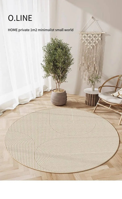 Modern Round Faux Wool Rug - Non-Slip & Washable Area Carpet for Living Room