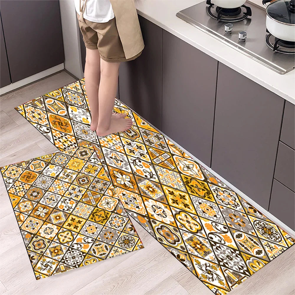 Modern Retro Floor Mat - Non-Slip & Durable Area Rug for Living Room and Kitchen