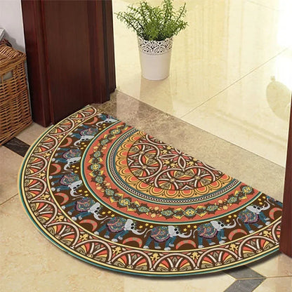 Retro Half-Moon Doormat - Vintage Style Entrance Rug for Living Room & Bedroom