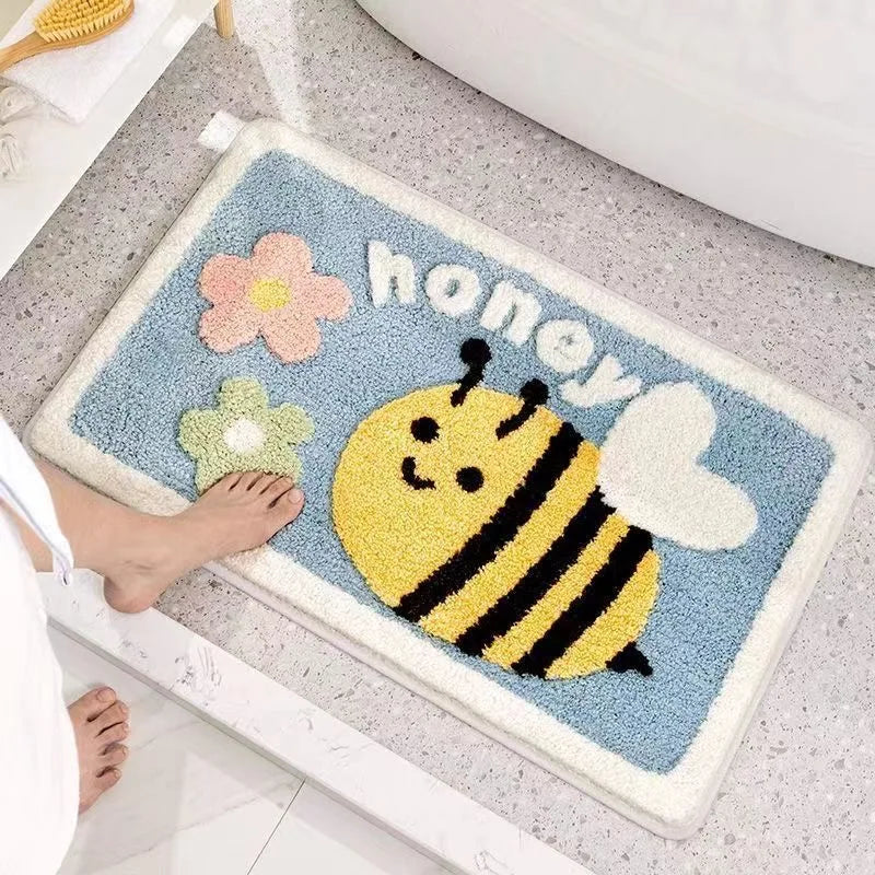 Plush Absorbent Mat - Non-Slip Faux Cashmere Rug for Bathroom & Bedroom Door