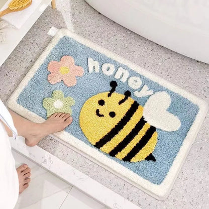 Plush Absorbent Mat - Non-Slip Faux Cashmere Rug for Bathroom & Bedroom Door