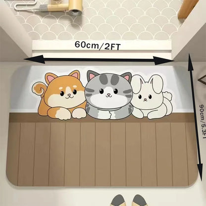 Cartoon Expressions Diatomite Mat - Cute, Non-Slip & Absorbent Bathroom Rug