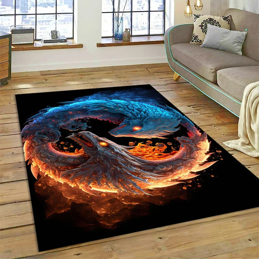 3D Yin Yang Tai Chi Rug - Meditation Area Carpet for Zen Living Room & Bedroom Decor