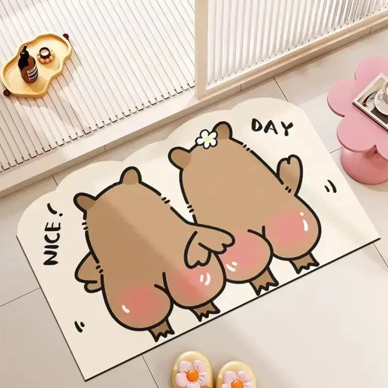 Cute Diatomite Bath Mat - Quick-Dry, Super Absorbent & Non-Slip
