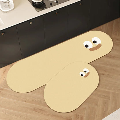 Cartoon Diatomite Kitchen Runner (1 or 2-Pack) - Absorbent & Non-Slip Floor Mat