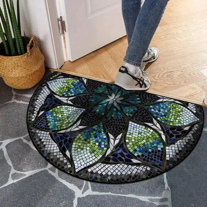 Soft Flannel Half-Moon Doormat - Plush & Comfortable for Indoor Entrance