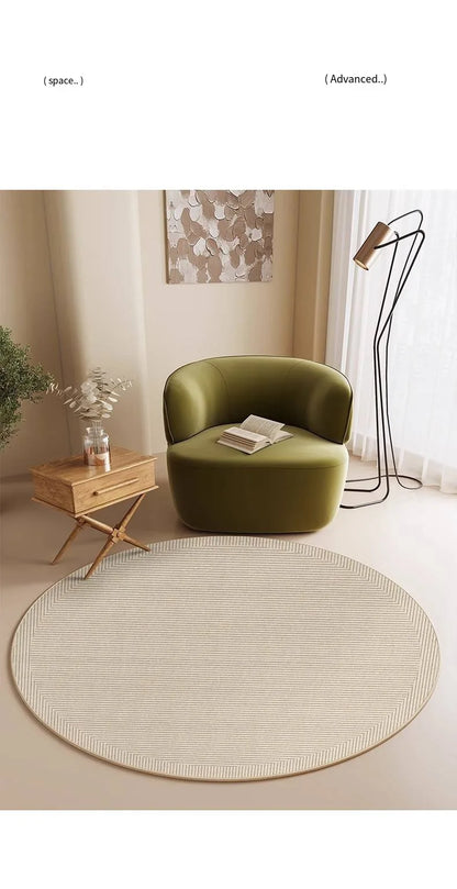 Modern Round Faux Wool Rug - Non-Slip & Washable Area Carpet for Living Room