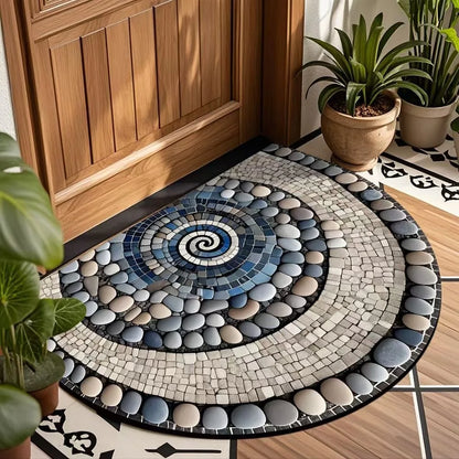Semi-Circle Crystal Velvet Doormat - Plush, Non-Slip & Wear-Resistant Entrance Mat