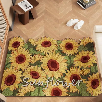 Floral Scraper Doormat - Dirt Trapping & Anti-Slip Entrance Mat for Heavy-Duty Use