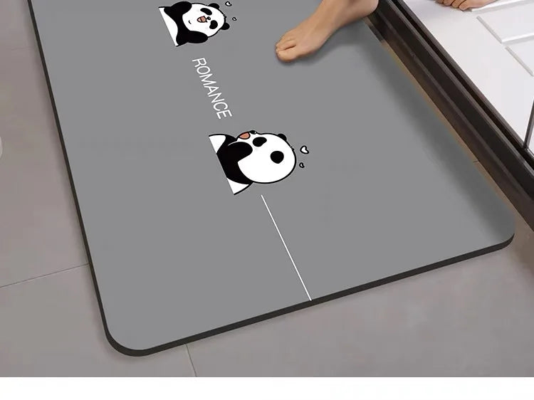 Cute Panda Diatomite Bath Mat - Super Absorbent & Non-Slip Bathroom Rug