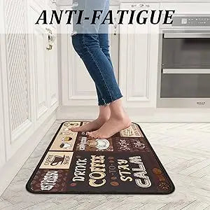 2-Pack Kitchen Rugs and Mats, Non-Slip Washable Floor Mat Set, Stain Resistant Coffee Brown Rugs, Kitchen Sink & Stove Mats