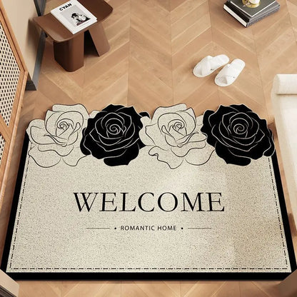 Floral Scraper Doormat - Dirt Trapping & Anti-Slip Entrance Mat for Heavy-Duty Use