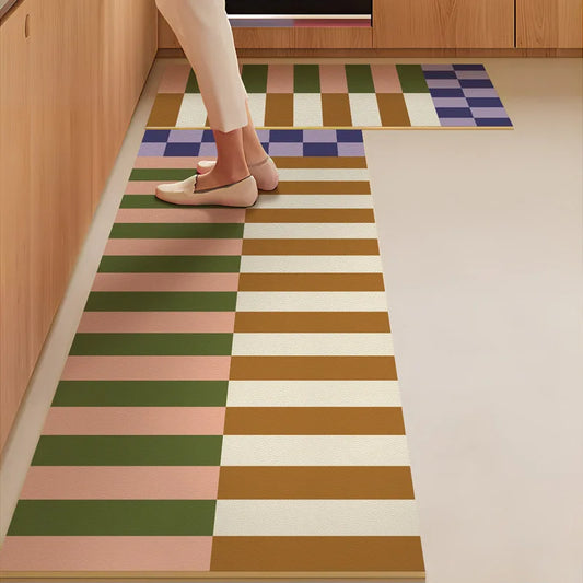 Retro Striped Diatomite Kitchen Mat - Absorbent, Non-Slip & Easy to Scrub Floor Pad