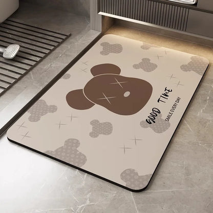 Cartoon Diatomite Bath Mat - Quick-Dry, Absorbent & Non-Slip Bathroom Rug