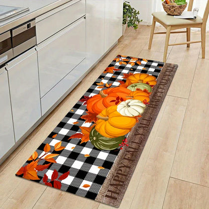 Thanksgiving Doormat - Autumn Festive Rug for Kitchen & Entrance, Easy to Clean