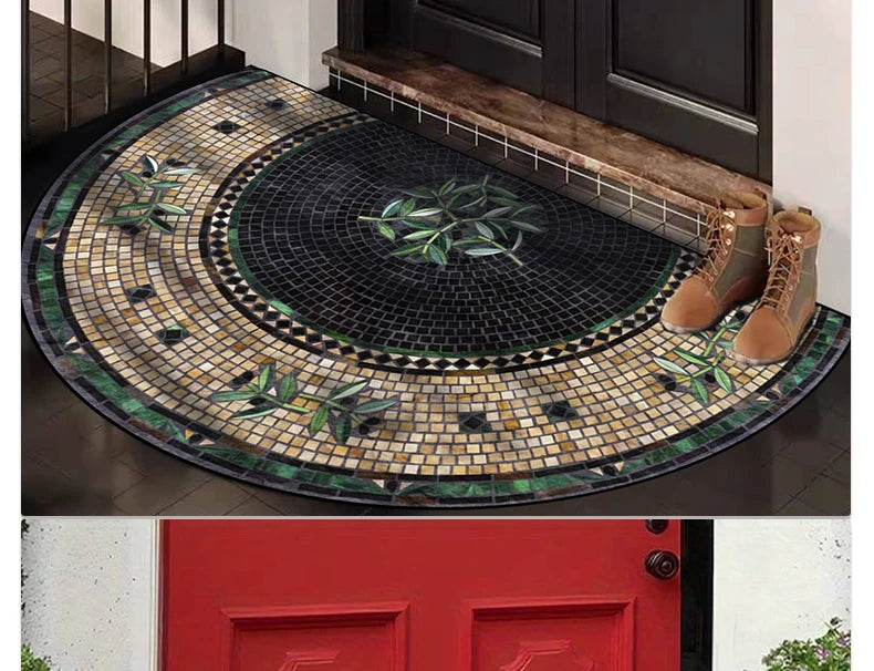 Semi-Circular Marble Doormat - Anti-Slip, Dirt & Wear Resistant Welcome Mat