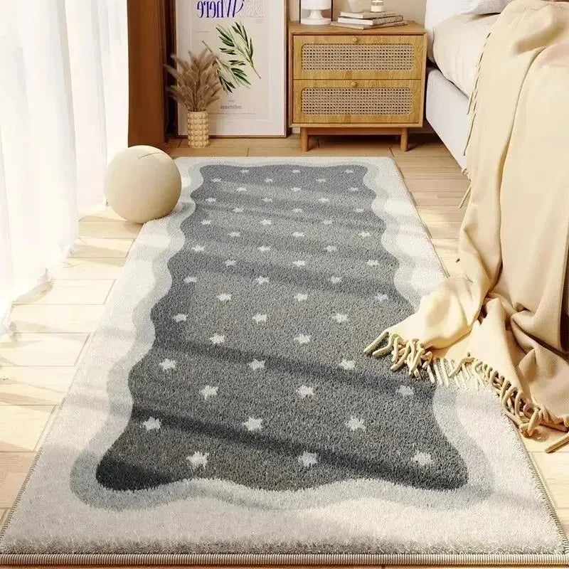 Cream Plush Bedside Rug - Ultra Soft & Non-Slip Faux Cashmere Carpet