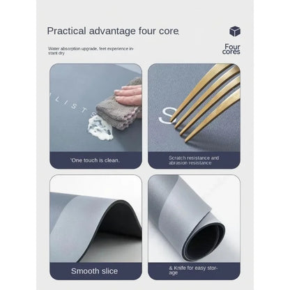 Soft Diatomite Bath Mat - Super Absorbent & Non-Slip Toilet Floor Rug