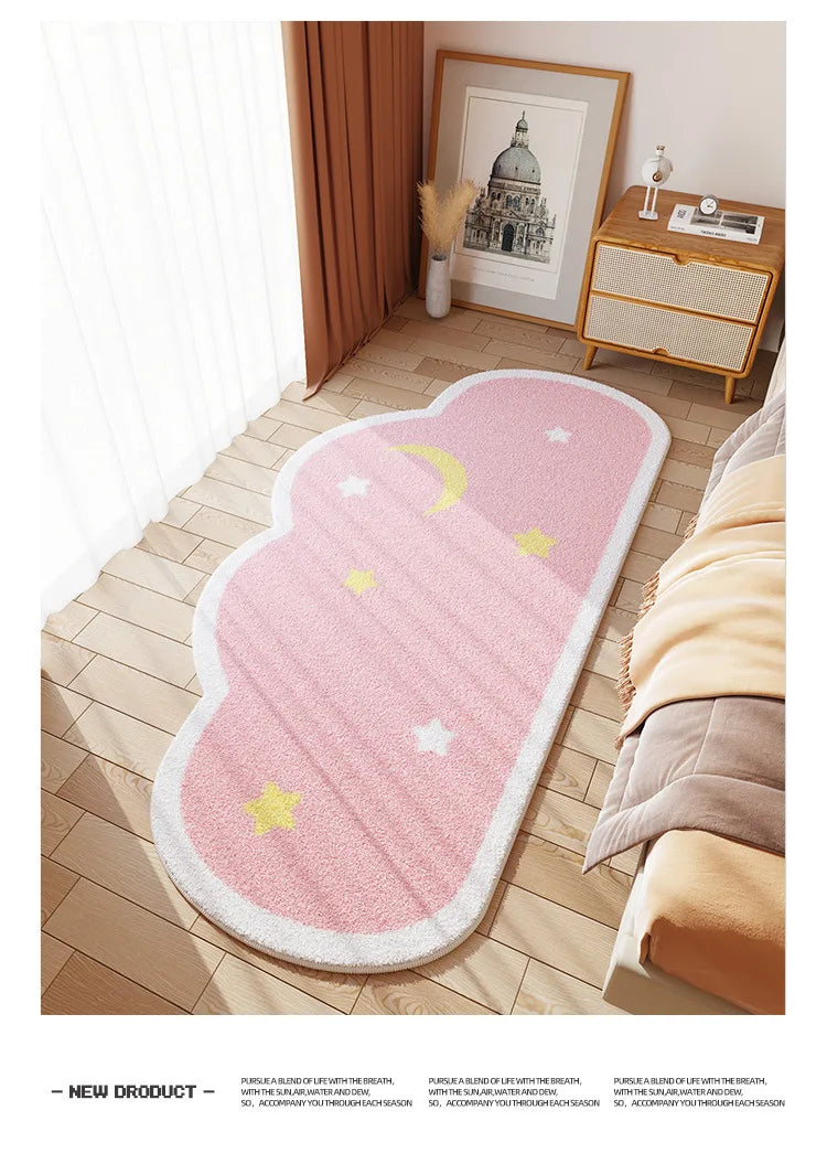 Cloud Print Kids Rug - Soft Cartoon Faux Cashmere Carpet for Nursery & Bedroom