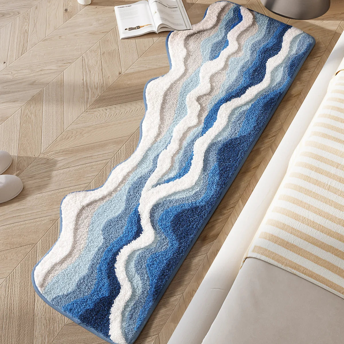 Ocean Themed Bath Mat - Soft Faux Cashmere & Non-Slip Rug for Bathroom